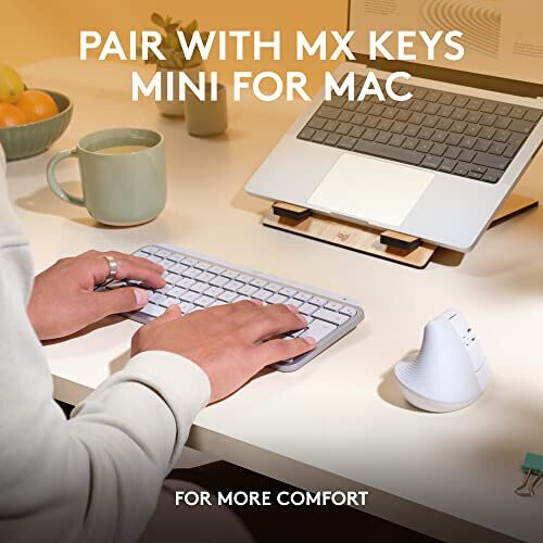 Logitech Ratón - Inalámbrico - Logitech - Elevación Ergonómica Vertical - Blanco - Diestro - Para Mac 1