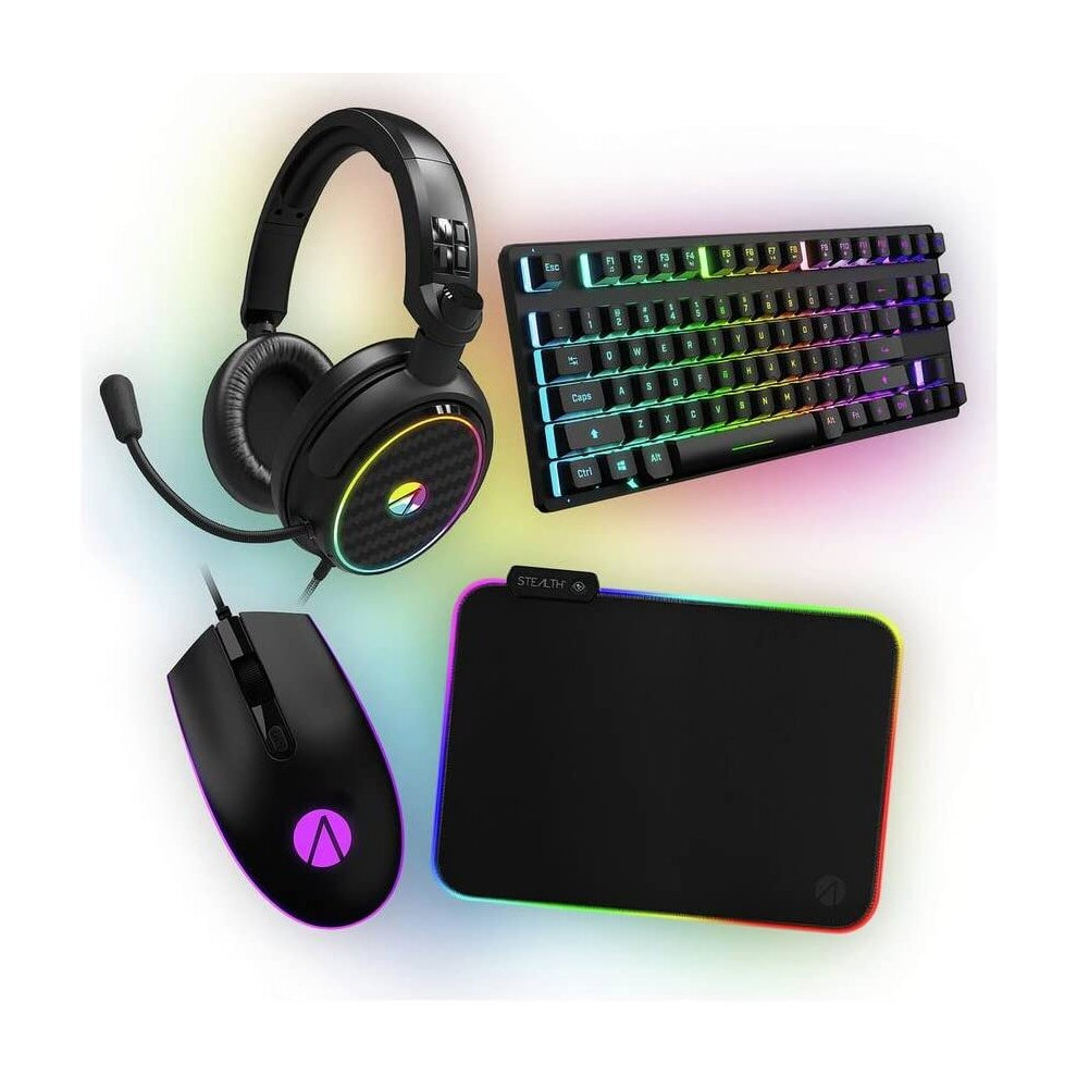 STEALTH 4-in-1 Light-Up Gaming Bundle For Console & PC, Including Keyboard, Mouse, Headset With Mic And Mousemat