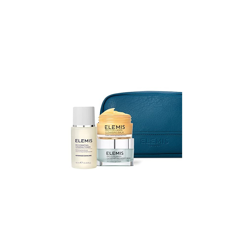 ELEMIS Pro-Collagen Overnight Hydration Heroes, 3-Piece Night-Time Skincare Routine, Reveal Firmer-Looking Skin, Gift Set Includes: Purifying