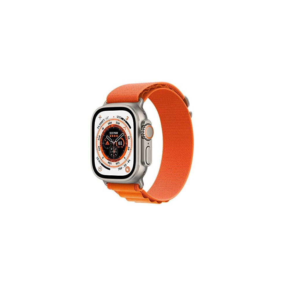 Apple Watch Ultra (GPS + Cellular, 49mm) Smart watch - Titanium Case with Orange Alpine Loop -Â Medium. Fitness Tracker, Precision GPS, Action Button,