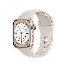 Apple Watch Series 8 (GPS + Cellular 41mm) Smart watch - Starlight Aluminium Case with Starlight Sport Band - Regular. Fitness Tracker, Blood Oxygen & - Refurbished