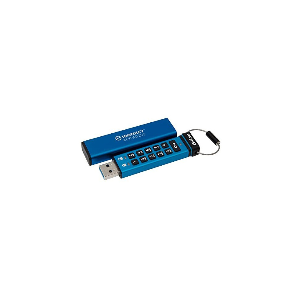 Kingston Ironkey Keypad 200 Hardware-Encrypted Usb Flash Drive Xts-Aes 256-Bit Hardware Encryption - Ikkp200/64Gb