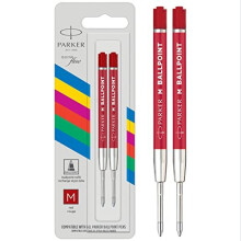 Zapasowy wkład do długopisu Parker Ballpoint – końcówka średniej grubości, tusz QUINKflow, 2 szt. dla płynnego, niezawodnego pisania