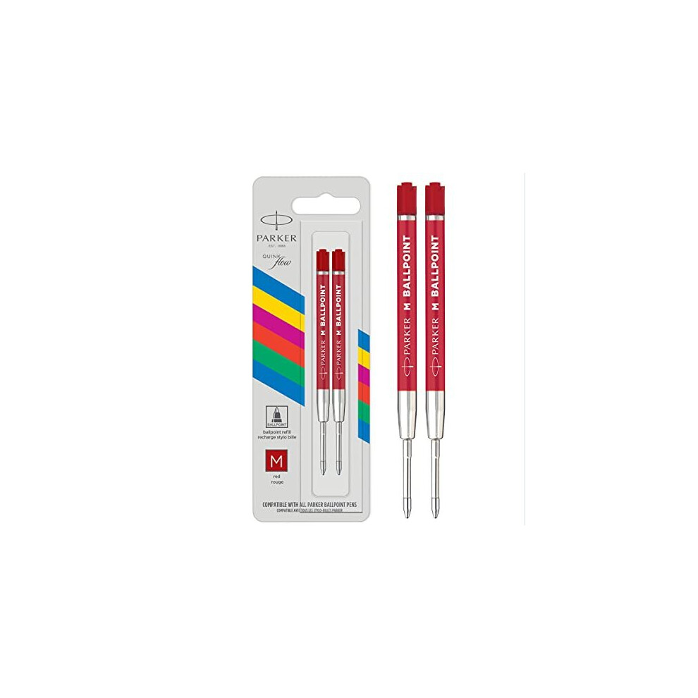 Parker Ballpoint Pen Refill | Medium Tip | Red QUINKflow Ink | 2 Count