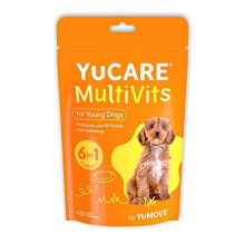 Lintbells YuCARE MultiVits Supplement for Young Dogs, 6-in-1 Daily Vitamins for Dogs Under 3 Years, 30 Multivitamin Chews, White