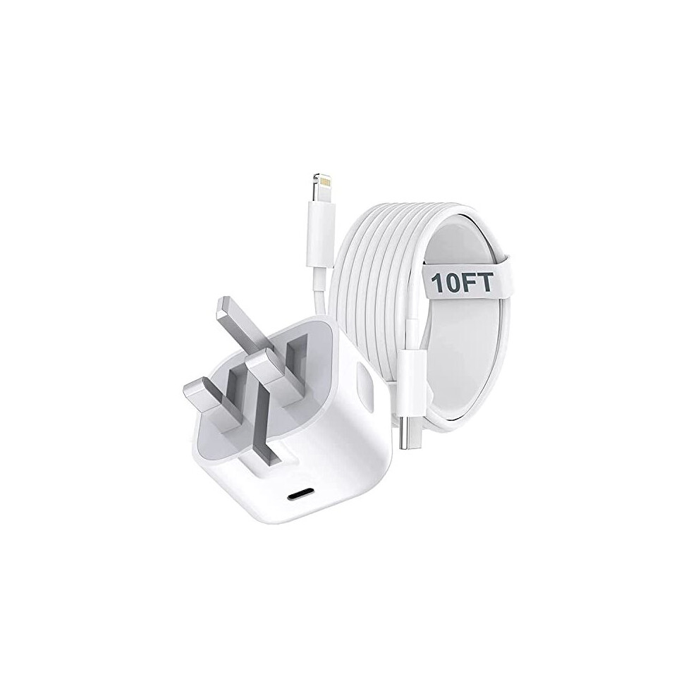 iPhone Fast Charger Plug, [Apple MFi Certified] iPhone 20W USB C Fast Charger Plug and 10FT Lightning to USB Fast Charging USB C Charger Power Adapter