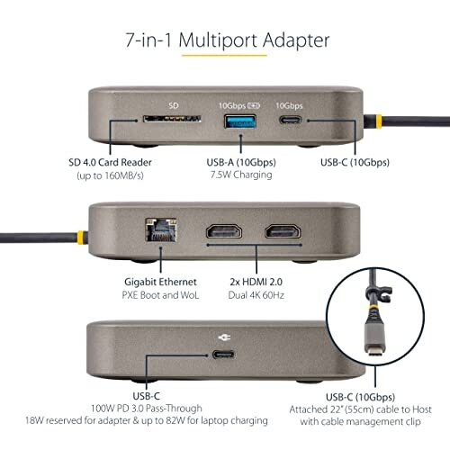 StarTech.com Hub USB Multiporta - Startech - 102B-USBC-MULTIPORT - HDMI x2 - Ethernet RJ-45 - 10 Gbit/s 2