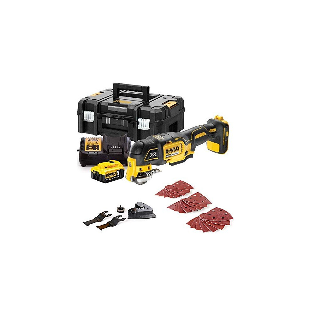 Dewalt DCS355N 18V Multitool with Acc. + 1 x 5Ah Battery, Charger & T-Stack Case
