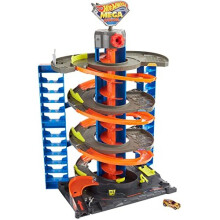 Hot Wheels City Mega Garage Playset with Corkscrew Elevator & Storage for 60+ Cars, Includes 1 Hot Wheels 1:64 Scale Vehicle