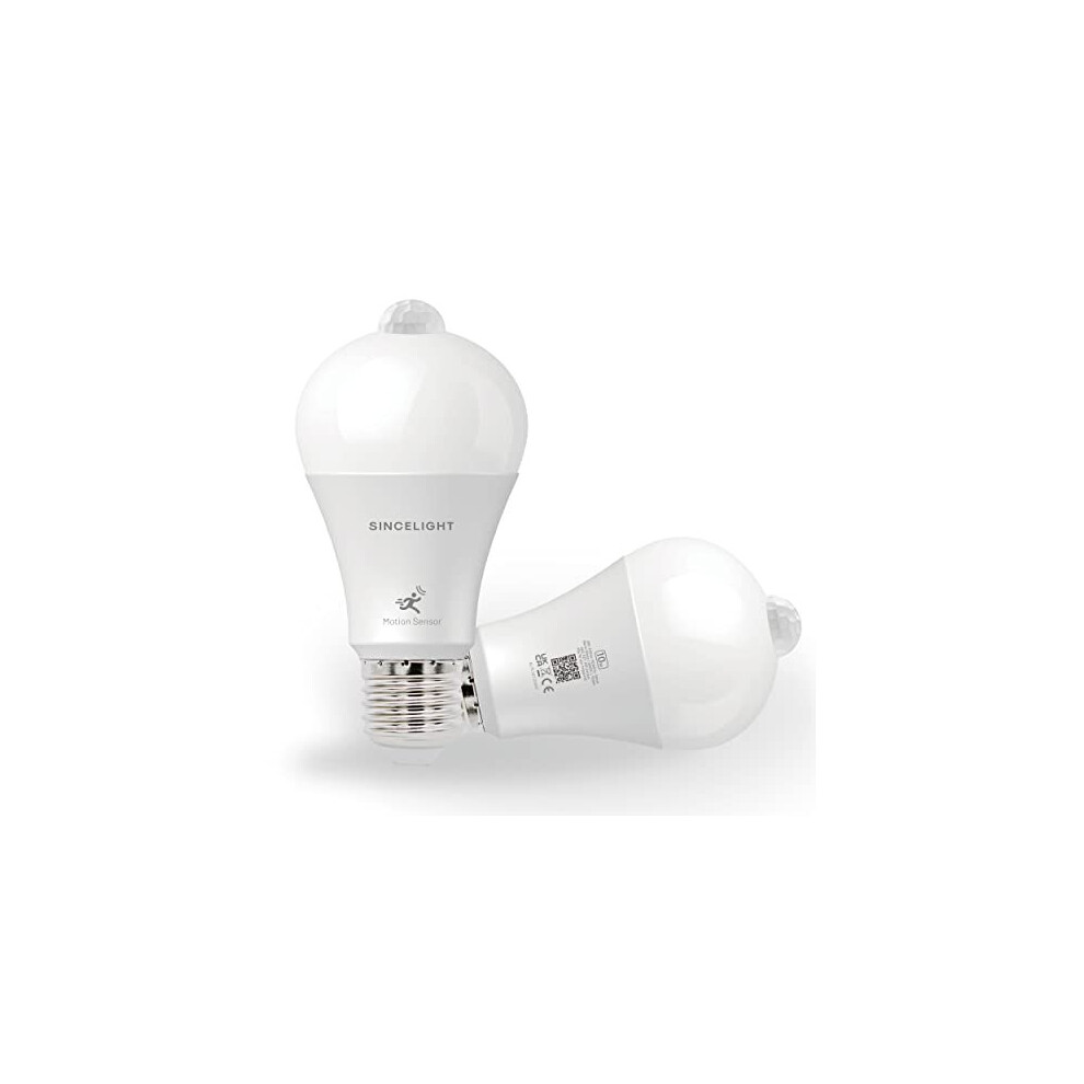 Motion Sensor LED Bulb with E27 Cap, Detects Human Movement and Automatic ON/OFF in darkness, 10W GLS Bulb with PIR Sensor and Light Sensor, Security