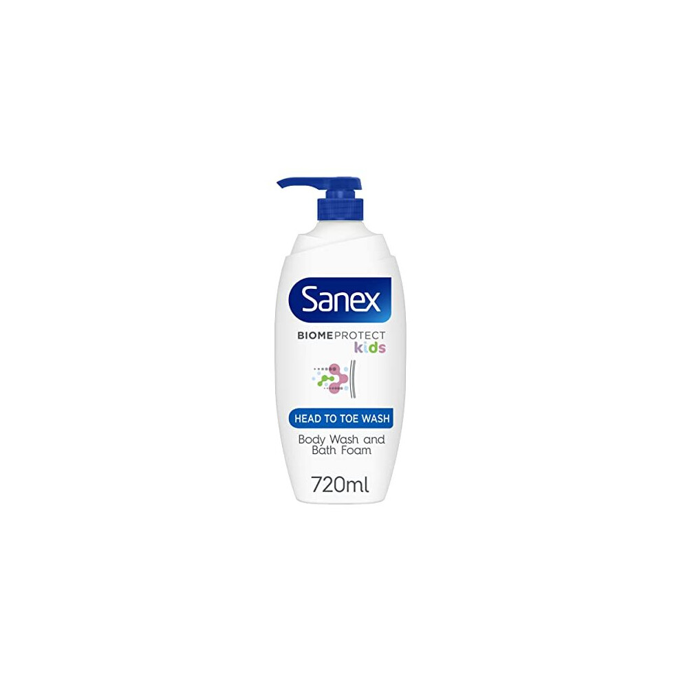 Sanex BiomeProtect Kids Head to Toe Wash 720ml, Gently Cleanses Hair & Delicate Skin, Shower Gel & Body Wash for Children, 720ml