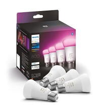 Philips Hue New White and Colour Ambiance Smart Light Bulb 4 Pack 60W - 800 Lumen [E27 Edison Screw] with Bluetooth. Works with Alexa, Google