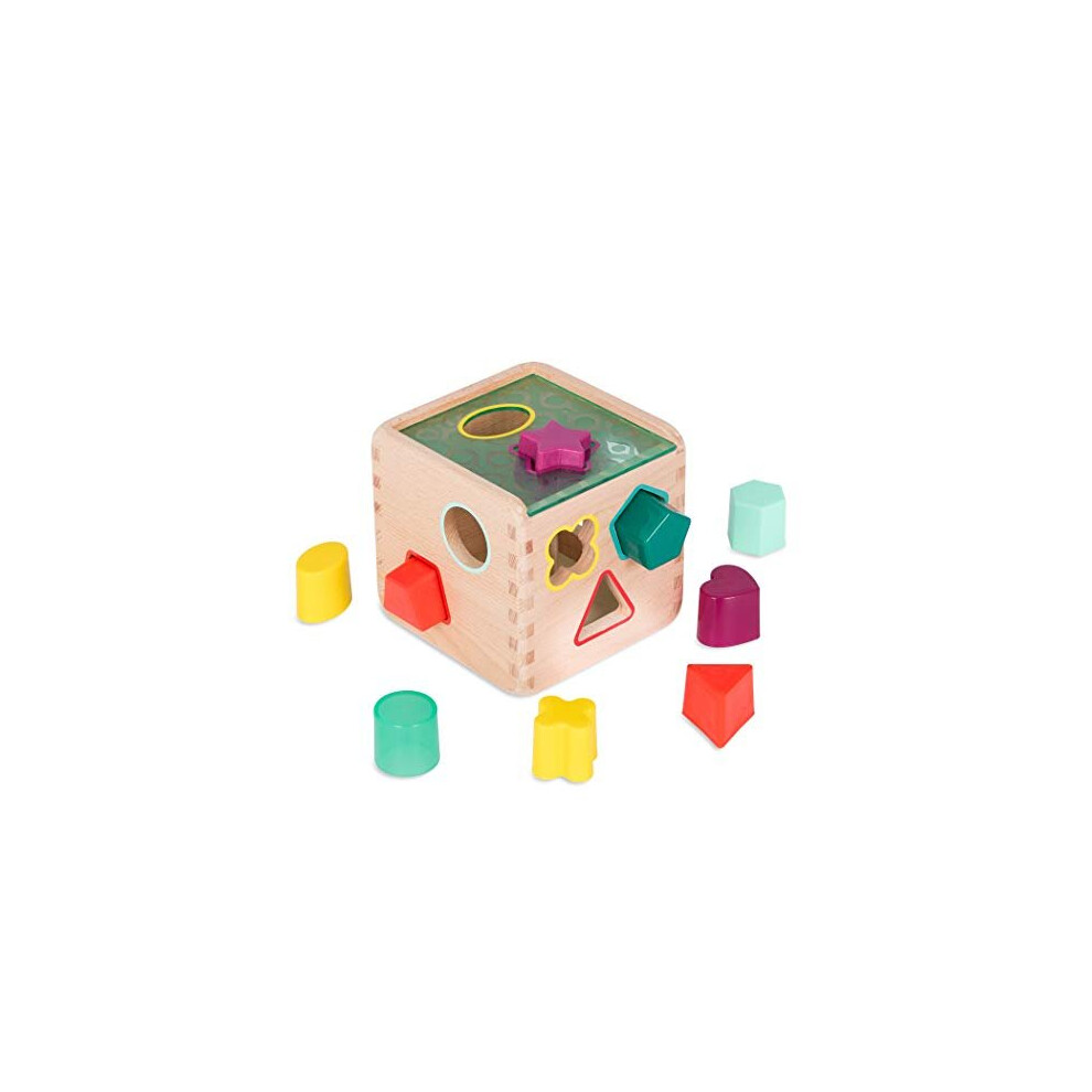 B. Toys BX1763Z Wonder Sorting Toy-Wooden Shape Sorter Activity Cube for Toddlers