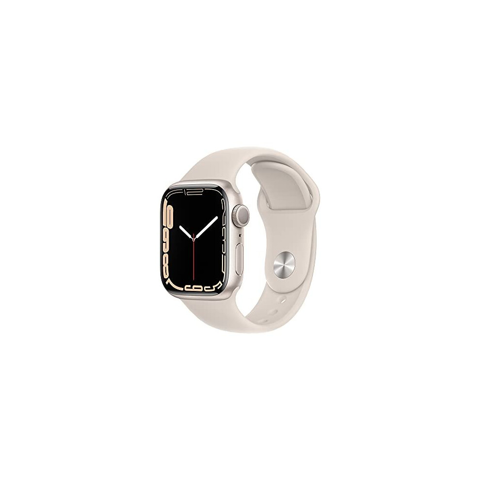 Apple Watch SeriesÂ 7 (GPS, 41MM) - Starlight Aluminium Case with Starlight Sport Band (Renewed)