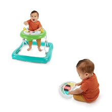 Bright Starts, Tiny Trek Jungle Vines 2-in-1 Baby Activity Walker with Removable Piano Toy with Lights, Songs & Sounds, Volume Control, Adjustable