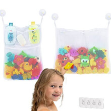 Baby Toy Organiser for Bath, LauCentral 2 Set Quick Dry Storage Net for Mesh Bath Toys, Care Shower Organiser Bag for Toddlers Kids Bath Games
