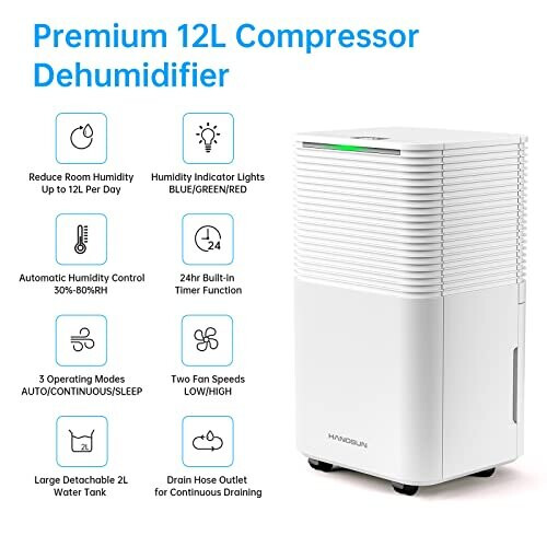 Emperial 12L/Day Dehumidifier With Digital Humidity Display, Sleep Mode - View #9