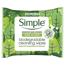 Simple Biodegradable Cleansing Face Wipes, Pack of 25