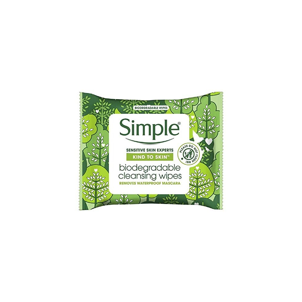 Simple Biodegradable Cleansing Face Wipes, Pack Of 25