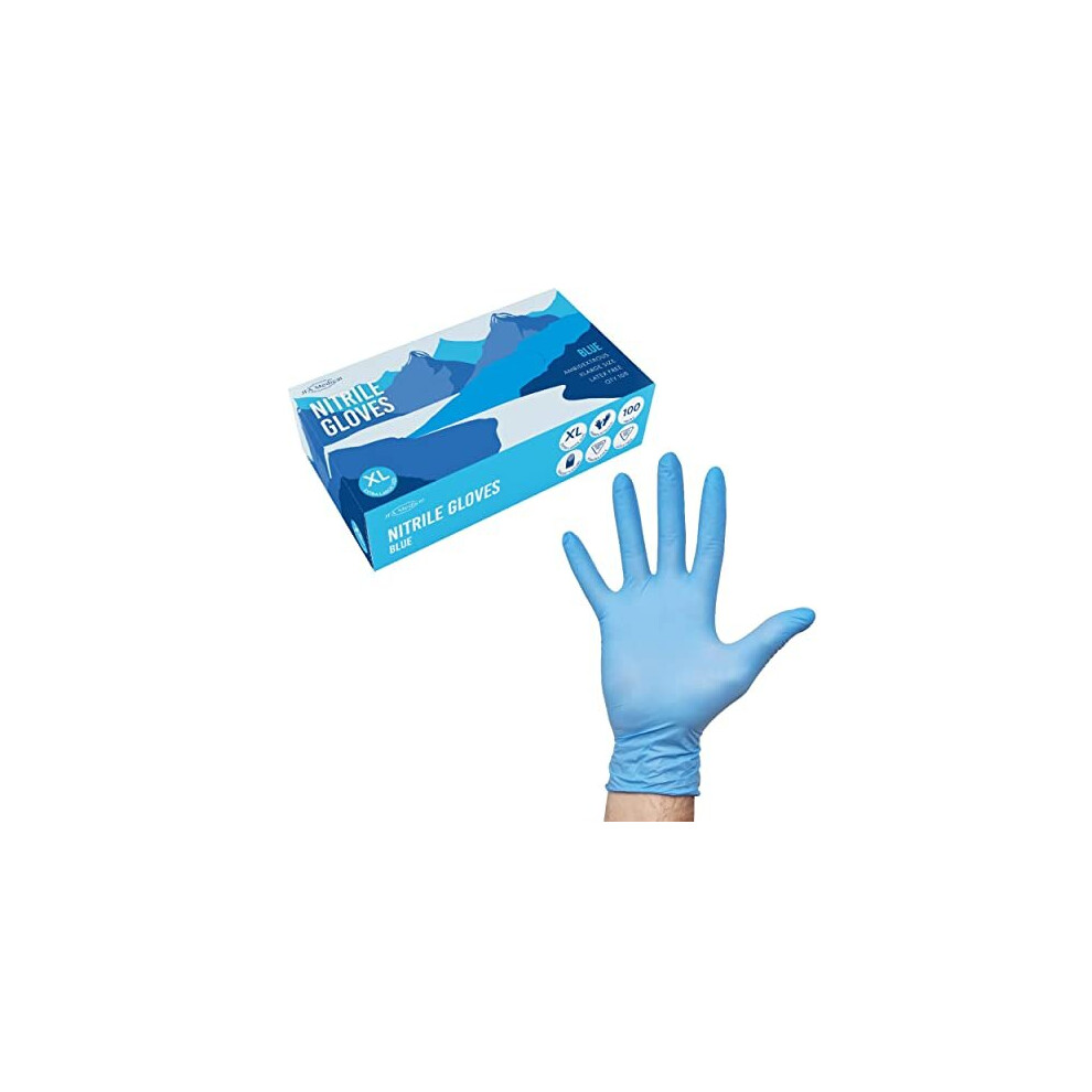 Jfa Medical Extra Large Xl Size Disposable Powder Free Blue Nitrile Gloves - Box Of 100 5060924461467