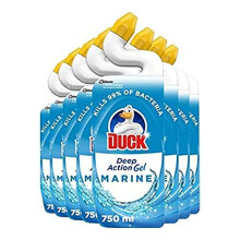 Duck Liquid Toilet Cleaner, Deep Action Gel , Marine, 750 ml, Pack of 8