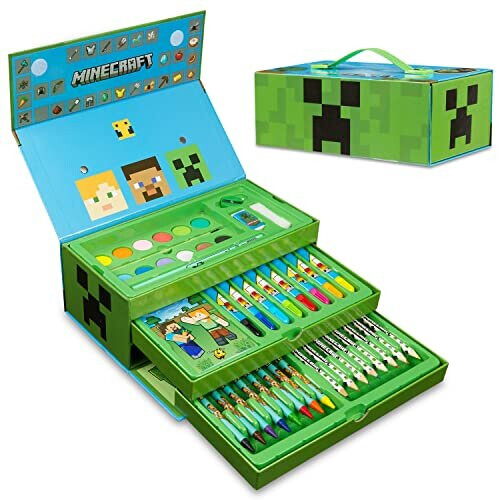 Minecraft Art Set for Kids: 40+ Art Supplies in One Carry Case, Includes Mini Colouring Book (Ages 3+) on OnBuy