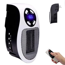 500W Space Heater, Smart Space Electric Fan Heater, Wall Outlet Electric Space Heater with Adjustable Thermostat & Timer Compact for Office and Home