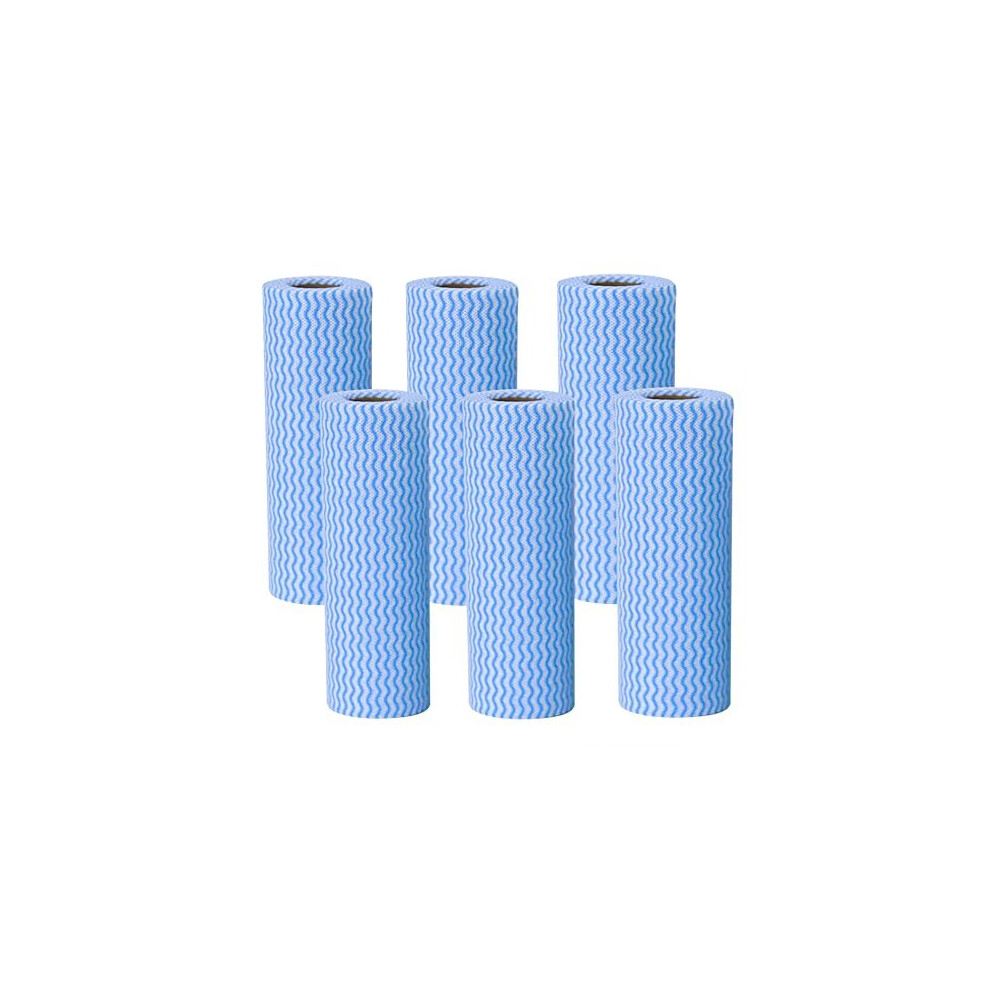 JINYUDOME J Cloth Roll?Cleaning Cloth Roll?Soft and Quick-Drying can Be Used Repeatedly?6 Blue Cloth Rolls,150 Sheets,Blue.