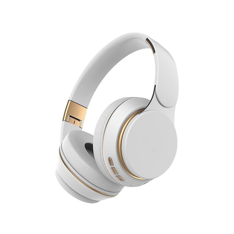 (White) Bluetooth Headphones Stereo Subwoofer Folding Sports Earphone With Microphone White 768619218413