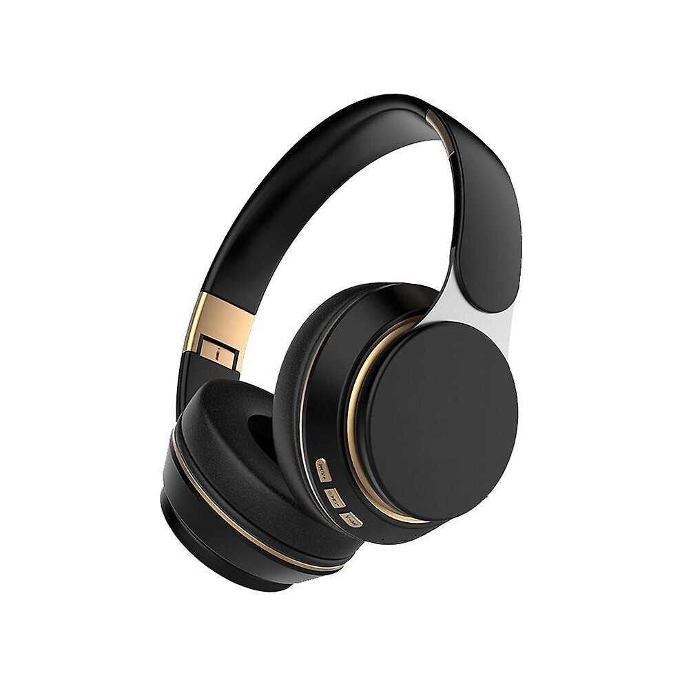 (Black) Bluetooth Headphones Stereo Subwoofer Folding Sports Earphone With Microphone Black 768619218444