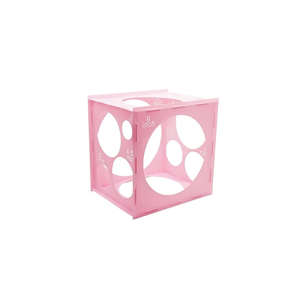 Worown 11 Holes Collapsible Pink Plastic Balloon Sizer Box Cube, Balloon Size Measurement Tool for Balloon Decorations, Balloon Arches, Balloon