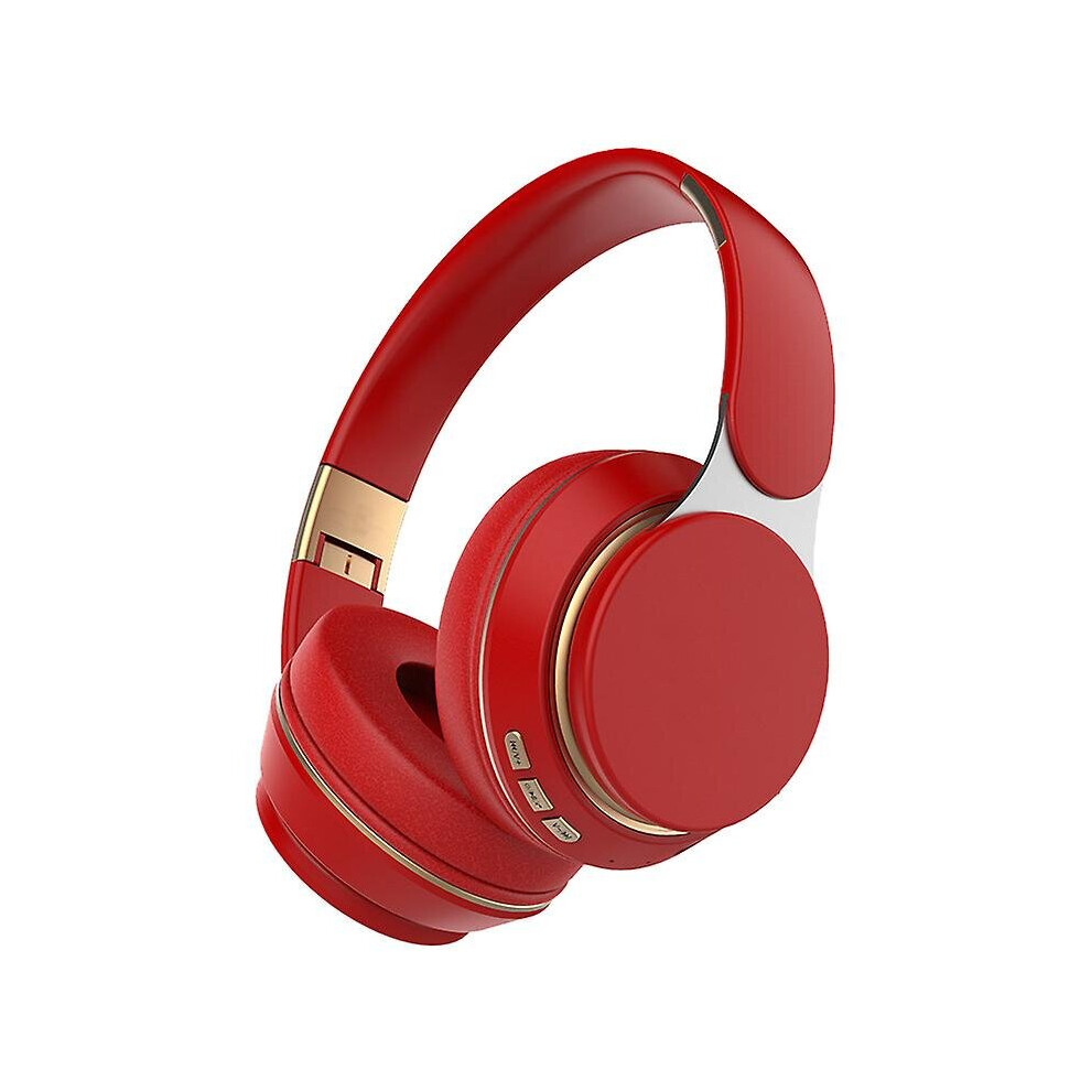(Red) Bluetooth Headphones Stereo Subwoofer Folding Sports Earphone With Microphone Red 768619218383