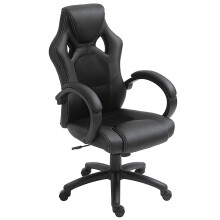 Vinsetto Racing Gaming Chair, PU Leather Swivel Office Gamer Chair Black