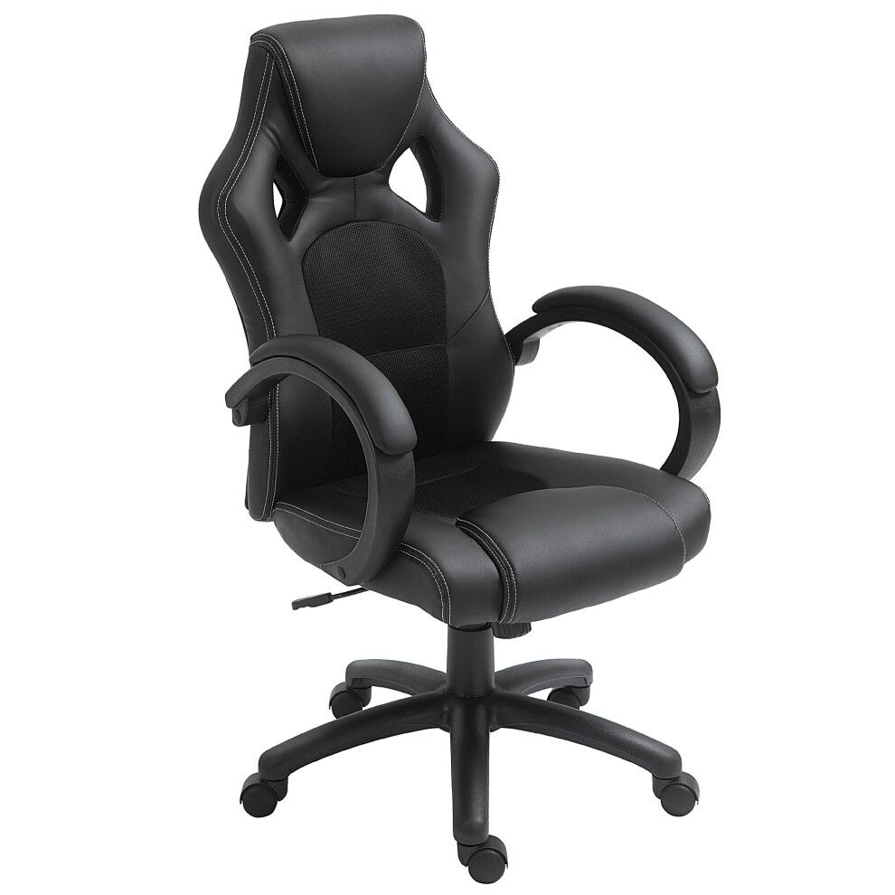 Vinsetto Racing Gaming Chair, Pu Leather Swivel Office Gamer Chair Black
