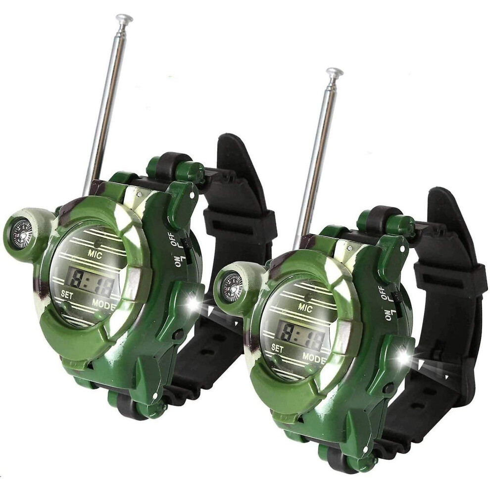 2Pcs Walkie Talkie 7 In 1 Kids Spy Devices Watch Set With Flashlight For Outdoor 768619217874