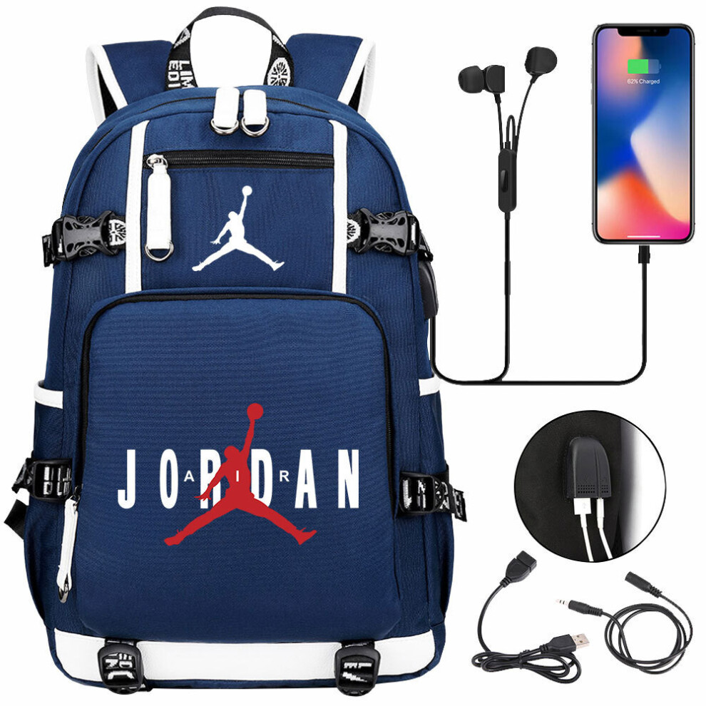 USB large-capacity student schoolbag Jordan - blue