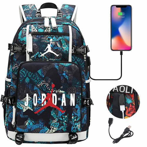 Mochila escolar USB de gran capacidad Jordan - Impreso 3