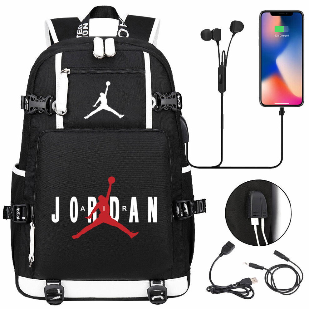 USB large-capacity student schoolbag Jordan - black