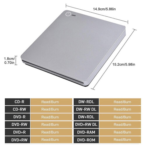External Cd Dvd Drive Usb3.0 PortableOptical Drive Player Burner For LaptopPc Windows 1