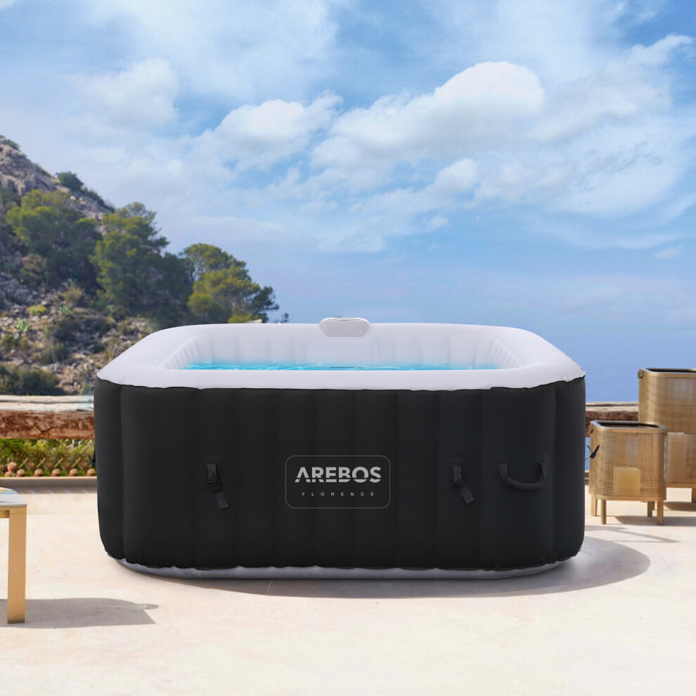 AREBOS Inflatable Hot Tub | Indoor/Outdoor Spa Pool 2400W | 4 persons | 154x154cm | 100 massage jets | heating | 600L | Incl. cover