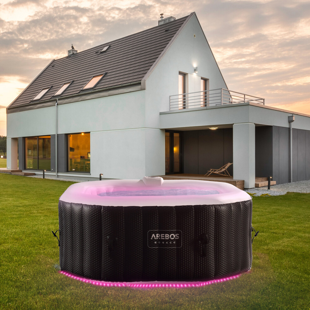 Inflatable Hot Tub | Indoorr/Outdoor Spa Pool with LEDs| 154x154cm | 4 persons |110 massage jets | heating | 600 L | Incl. cover |Bubble Spa & Massage