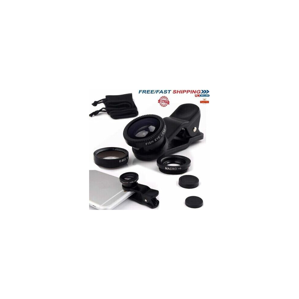 3 In 1 Universal Fisheye Wide Angle Macro Clip Lens Kit For Samsung 5060985750760