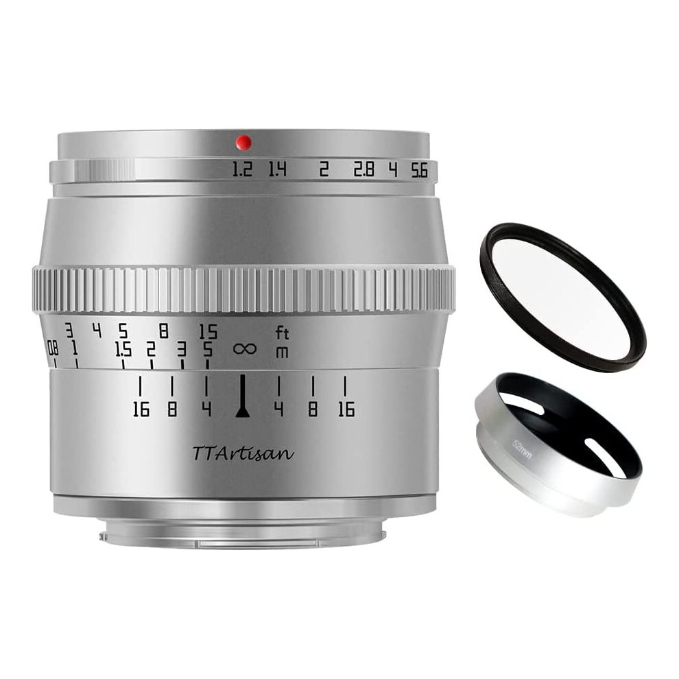Ttartisan 50Mm F1.2 Aps-C Manual Focus Large Aperture Fixed Focus Lens For Panasonic/Olympus M4/3 Micro 4/3 Micro Four Third Mft Mount Silver 762763164596