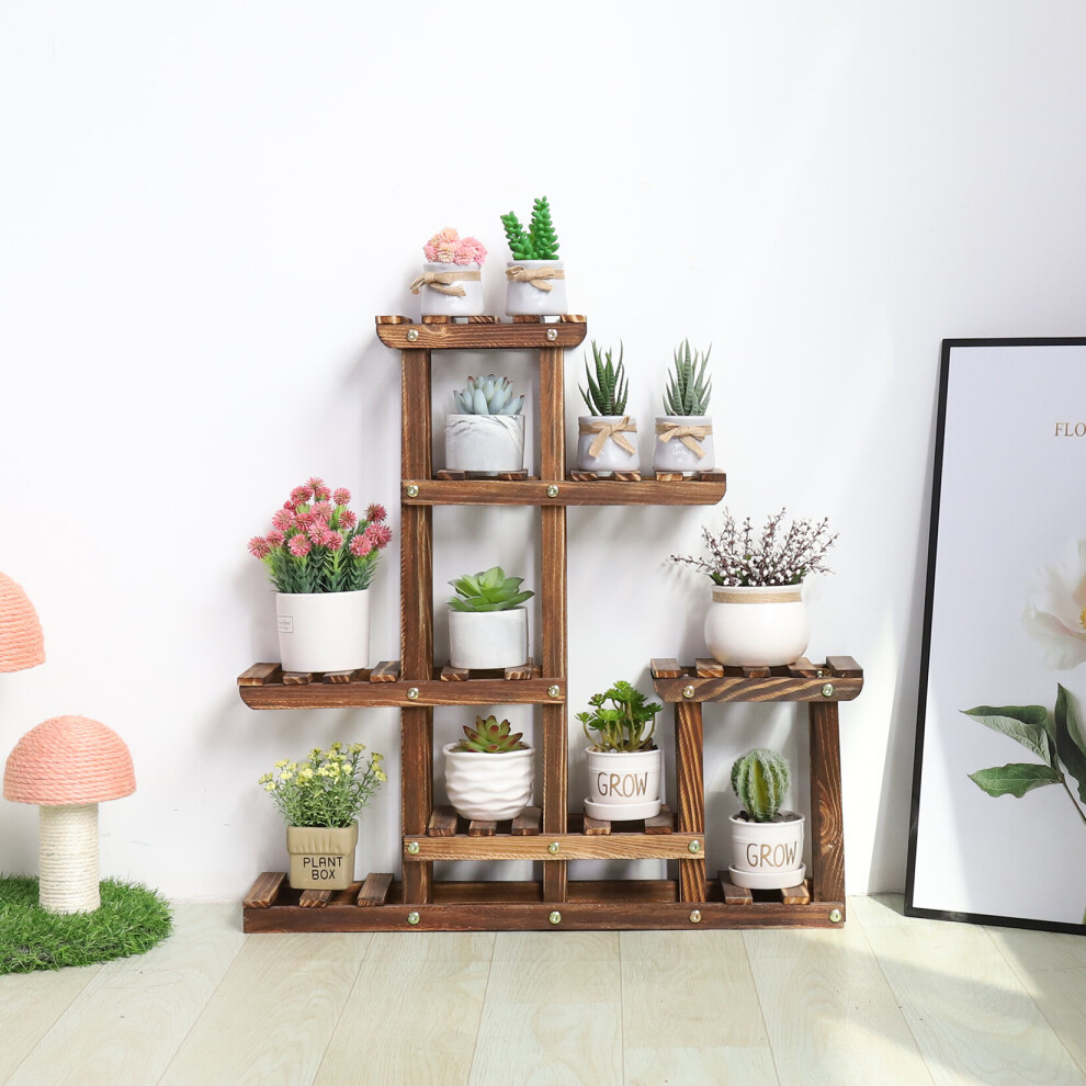 (L(6 Tier)) Wood Succulent Pos Garden Plant Stand Display Rack