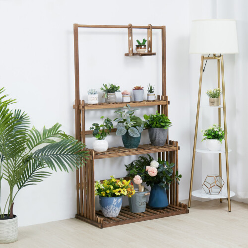 Karbonisiertes Holz Pflanzenständer Display Blumenhalter 1
