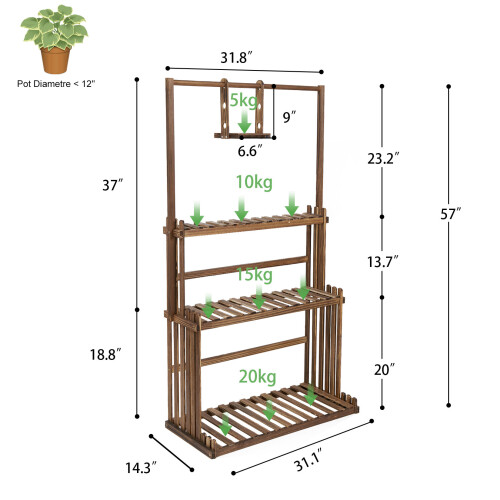 Karbonisiertes Holz Pflanzenständer Display Blumenhalter 2