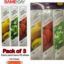 Original Insence Incense 60 Sticks Lemon, Strawberry, Jasmine