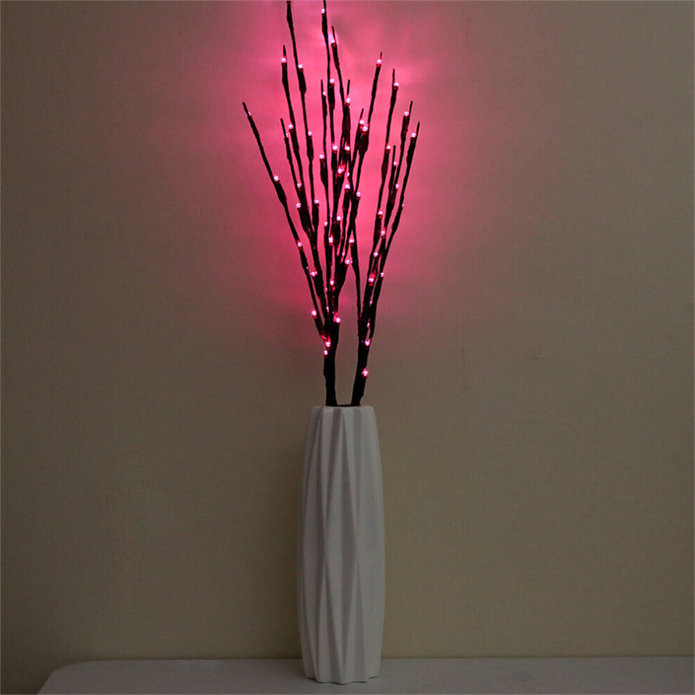 (Pink) 20 Bulbs LED Willow Branch Lamp Artificial Branch Willow Twig Vase Lights Battery Powered