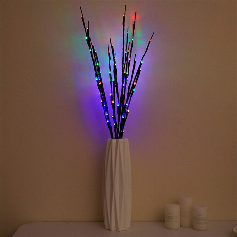 (Colorful) 20 Bulbs LED Willow Branch Lamp Artificial Branch Willow Twig Vase Lights Battery Powered