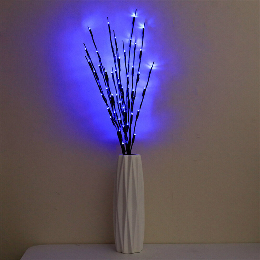 (Blue) 20 Bulbs LED Willow Branch Lamp Artificial Branch Willow Twig Vase Lights Battery Powered